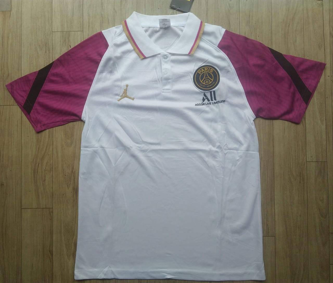PSG Jordan White/Violet Polo Tee