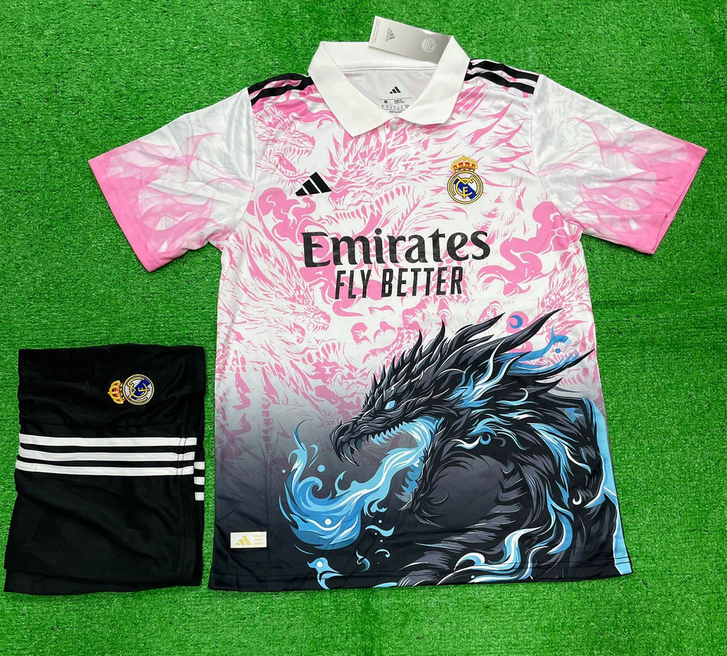 Real Madrid Pink Black Dragon Jersey With Shorts 2025/26 [Premium Quality]