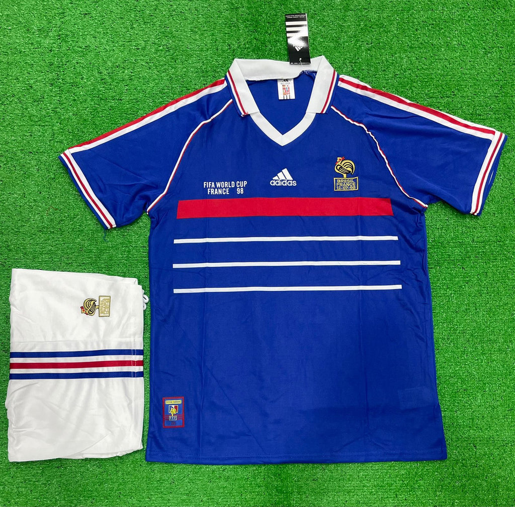 Retro France Home Zidane Jersey with Shorts 1998.