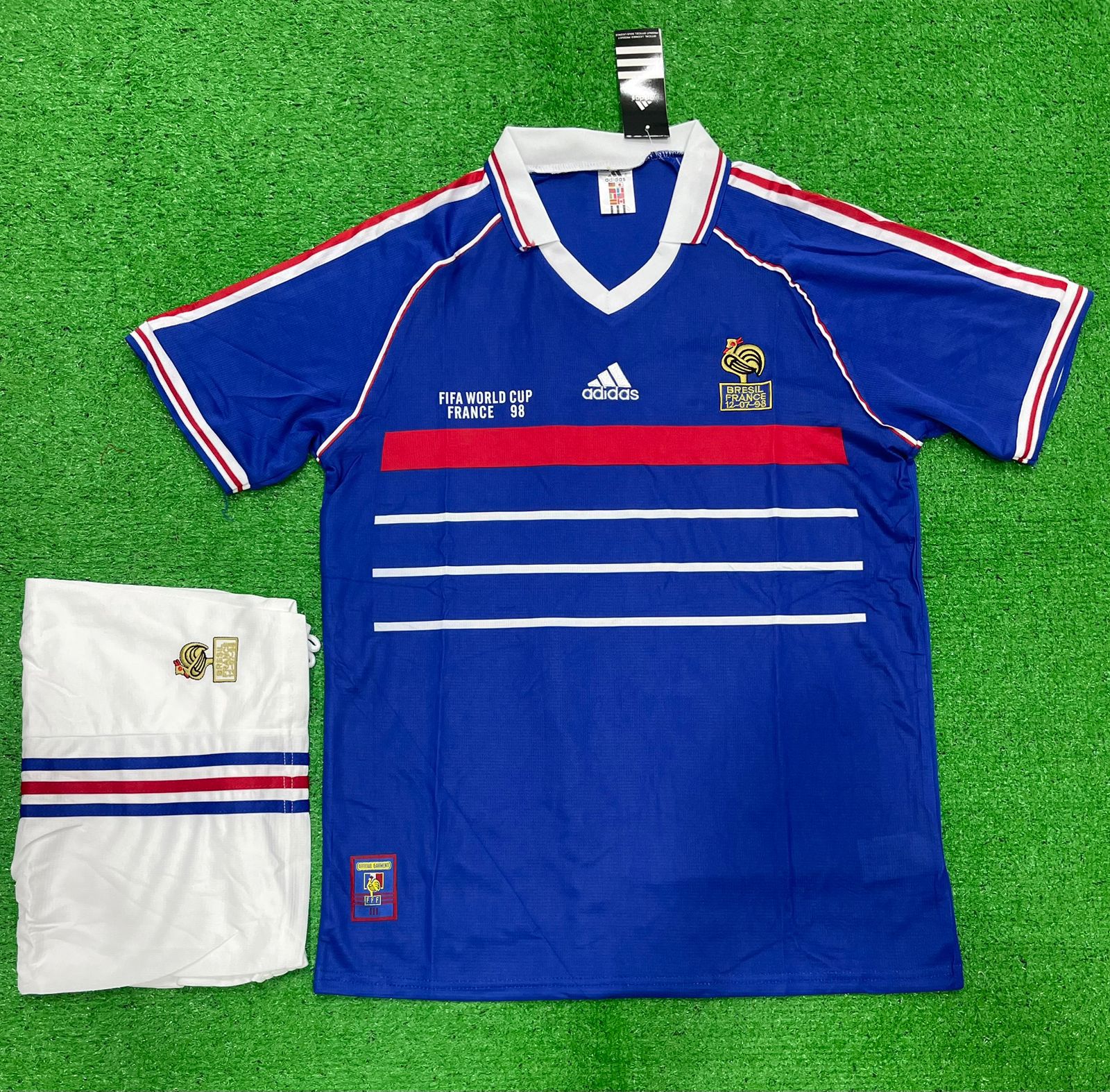 Retro France Home Zidane Jersey with Shorts 1998.